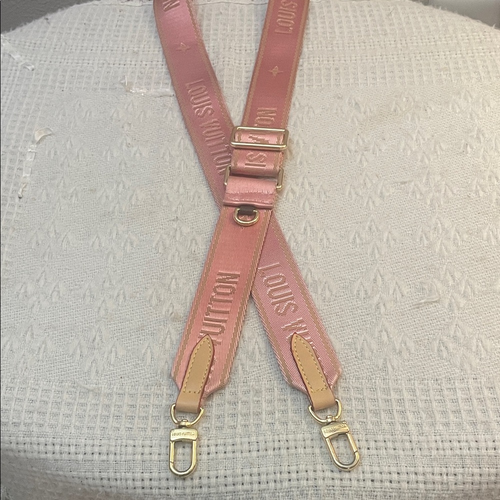 Louis Vuitton Adjustable Jacquard Bandouliere Pink Strap with Gold Accents